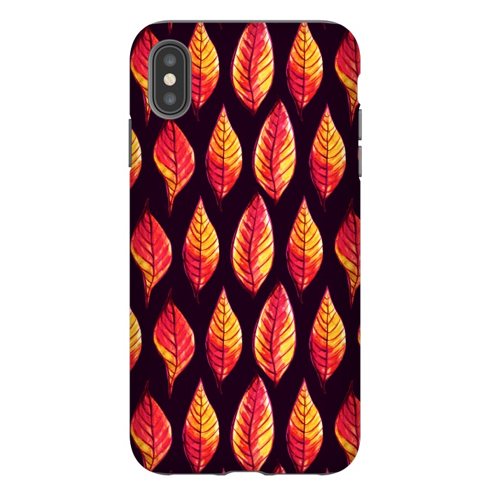 iPhone Xs Max StrongFit Vibrant autumn leaves pattern in red and yellow by Boriana Giormova