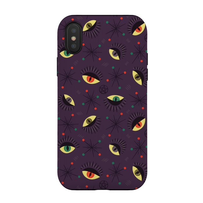 iPhone Xs / X StrongFit Reptile Witch Eyes Spooky Retro Pattern by Boriana Giormova
