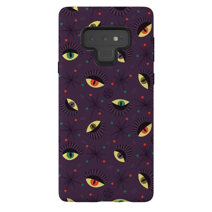 Galaxy Note 9 StrongFit Reptile Witch Eyes Spooky Retro Pattern by Boriana Giormova