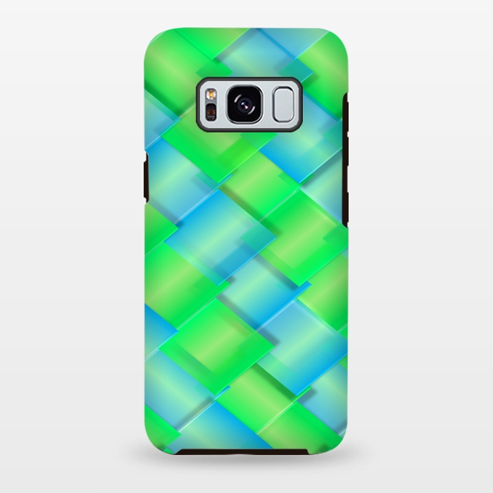 Galaxy S8 plus StrongFit square blue green pattern by MALLIKA