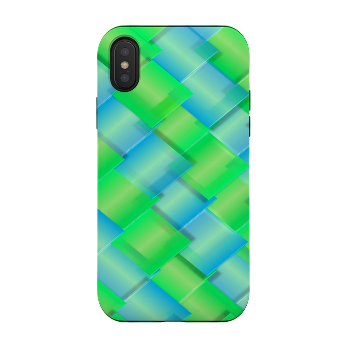 iPhone Xs / X StrongFit square blue green pattern by MALLIKA
