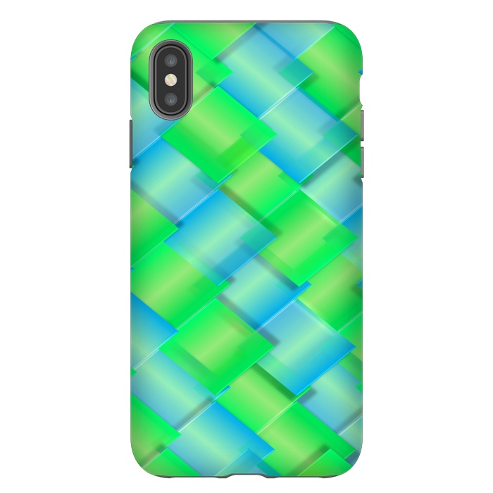 iPhone Xs Max StrongFit square blue green pattern by MALLIKA