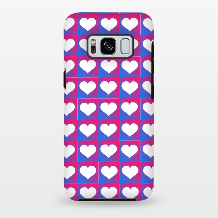 Galaxy S8 plus StrongFit hearts pattern blue pink by MALLIKA