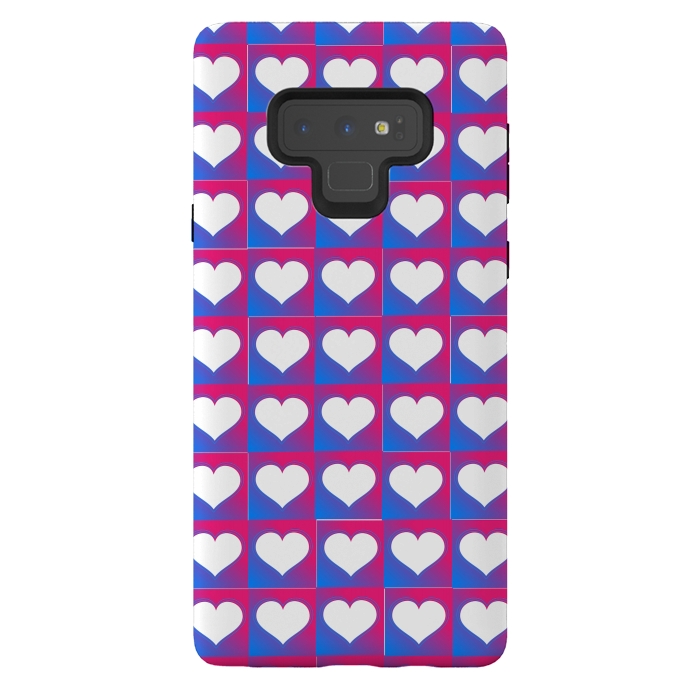 Galaxy Note 9 StrongFit hearts pattern blue pink by MALLIKA