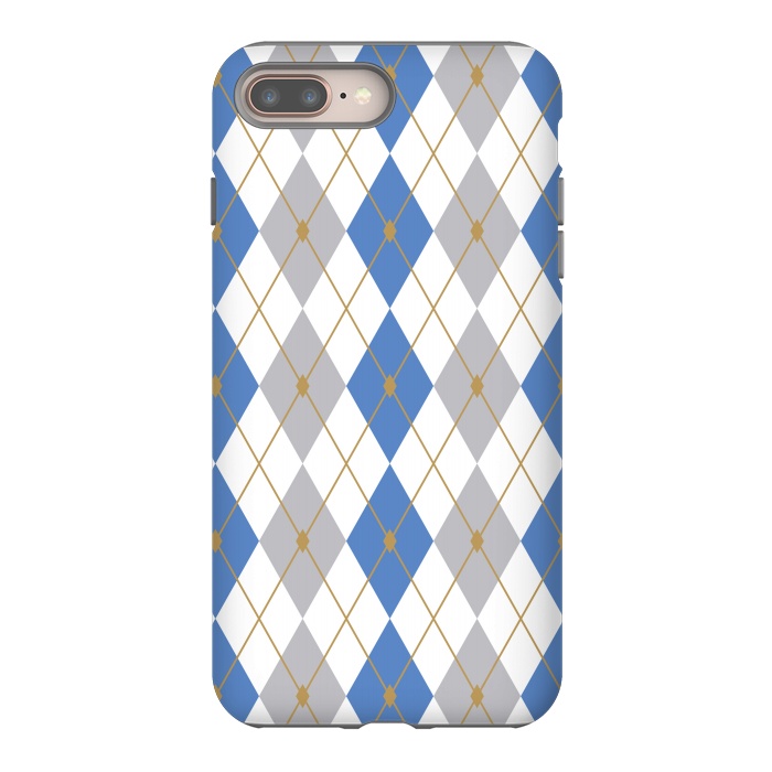 iPhone 7 plus StrongFit Blue & Gray Rhombus by Bledi