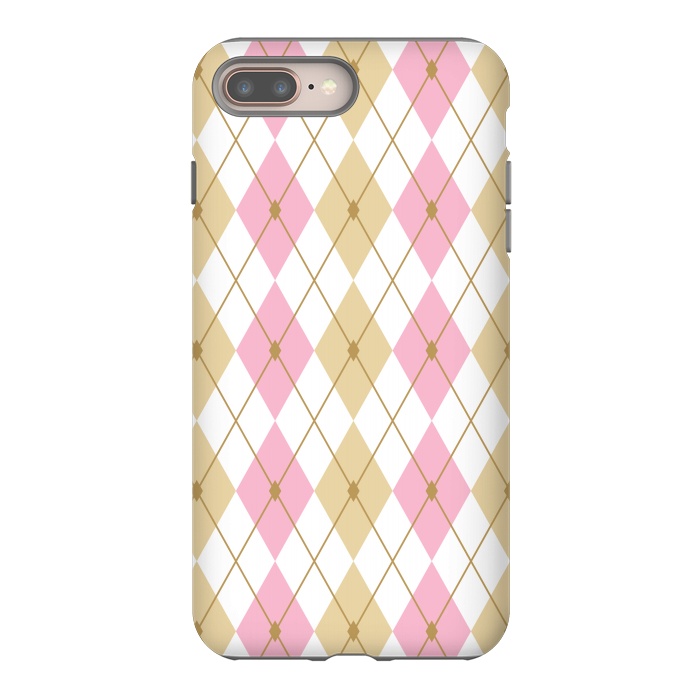 iPhone 7 plus StrongFit Light Brown & Light Pink Rhombus by Bledi