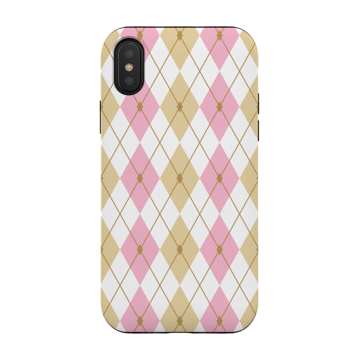 iPhone Xs / X StrongFit Light Brown & Light Pink Rhombus by Bledi