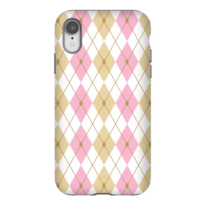iPhone Xr StrongFit Light Brown & Light Pink Rhombus by Bledi