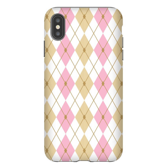 iPhone Xs Max StrongFit Light Brown & Light Pink Rhombus by Bledi