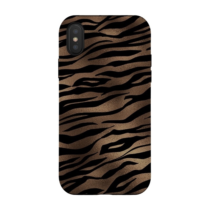 iPhone Xs / X StrongFit Dark Copper Tiger by  Utart