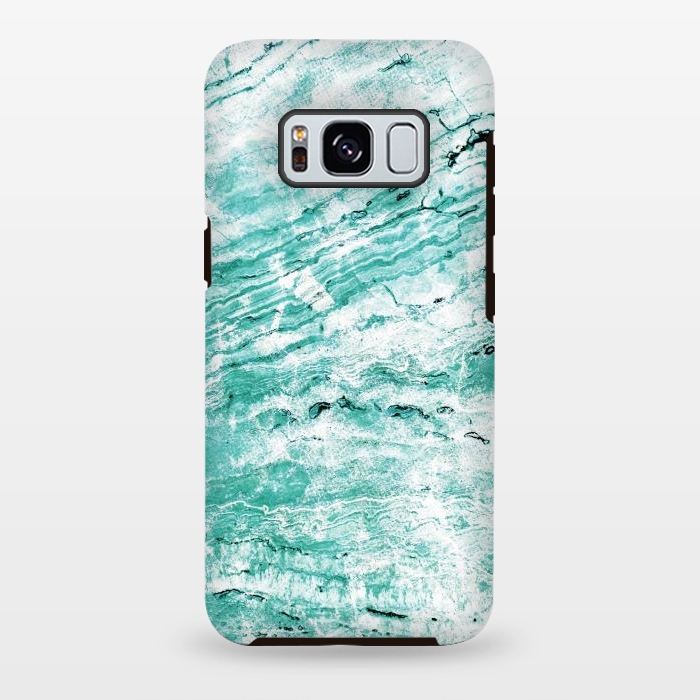 Galaxy S8 plus StrongFit Turquoise marble waves by Oana 