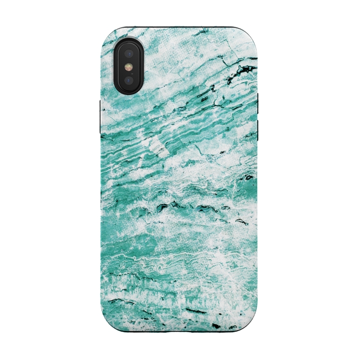 iPhone Xs / X StrongFit Turquoise marble waves by Oana 