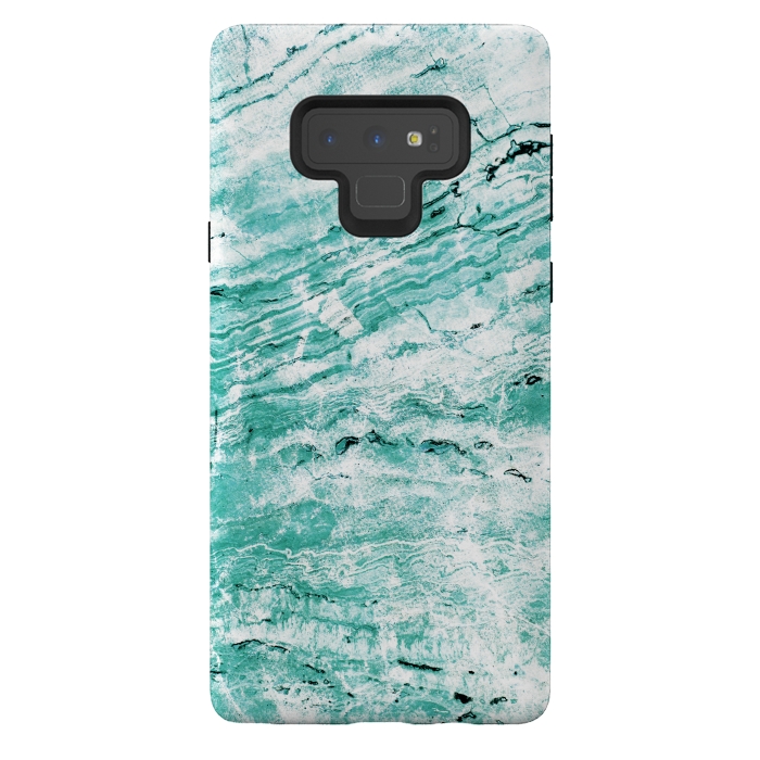 Galaxy Note 9 StrongFit Turquoise marble waves by Oana 