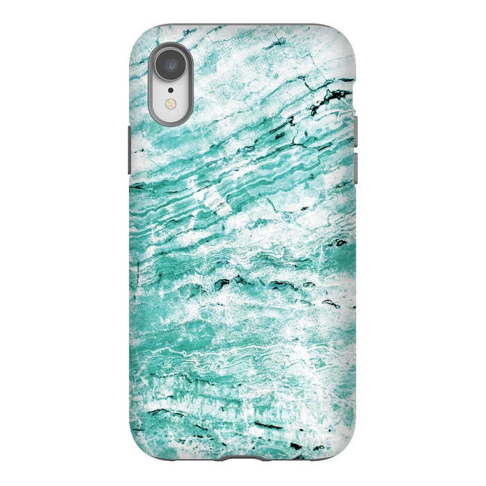 iPhone Xr StrongFit Turquoise marble waves by Oana 