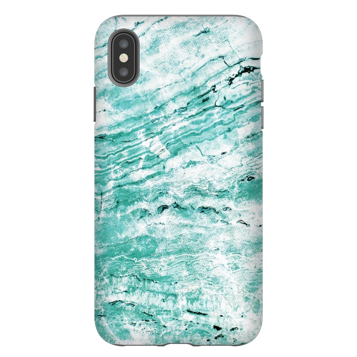 iPhone Xs Max StrongFit Turquoise marble waves by Oana 