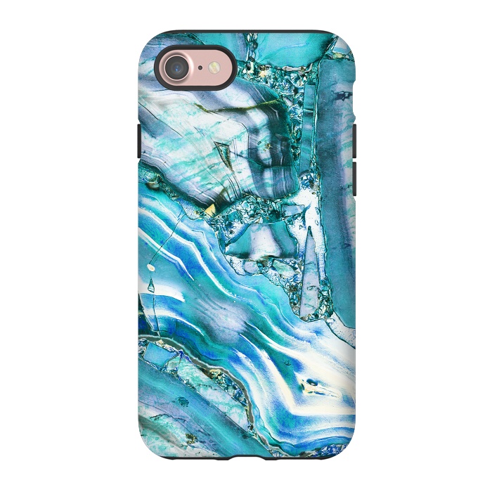 iPhone 7 StrongFit Metallic blue precious stone marble by Oana 