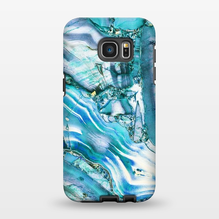 Galaxy S7 EDGE StrongFit Metallic blue precious stone marble by Oana 