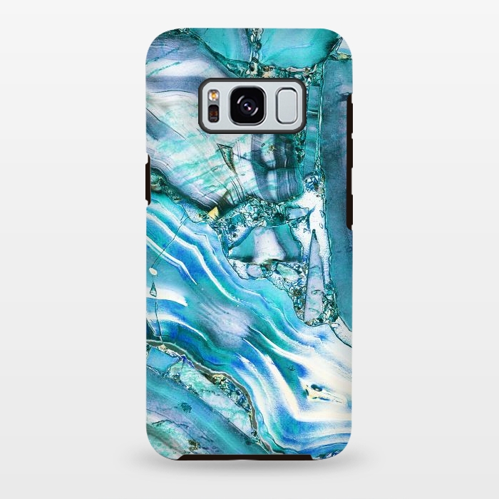 Galaxy S8 plus StrongFit Metallic blue precious stone marble by Oana 