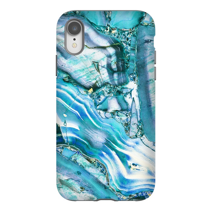 iPhone Xr StrongFit Metallic blue precious stone marble by Oana 