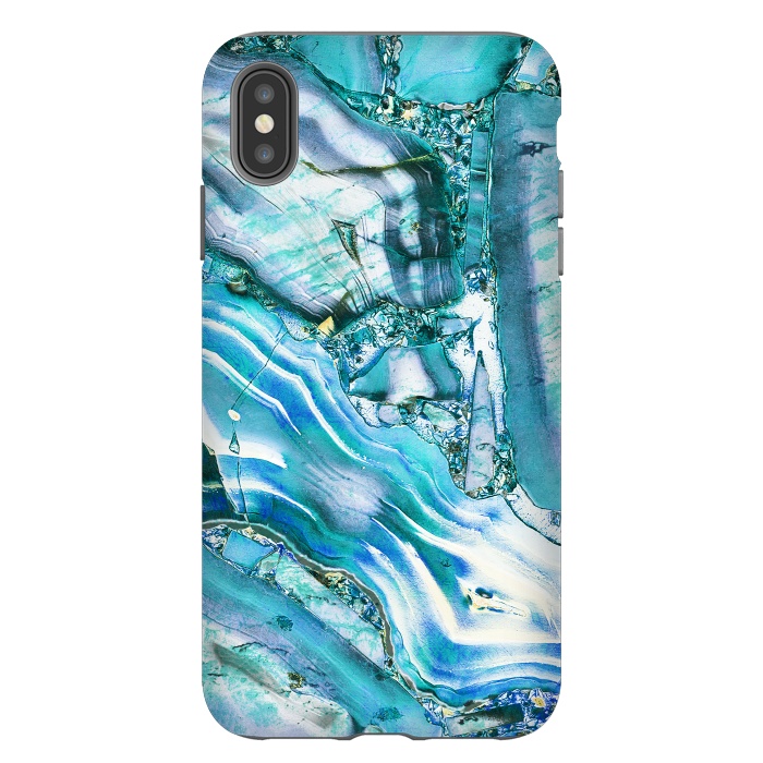iPhone Xs Max StrongFit Metallic blue precious stone marble by Oana 