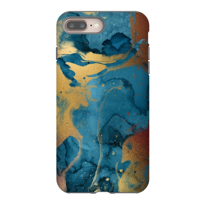 iPhone 7 plus StrongFit Gold and Indigo Ink Marble by  Utart