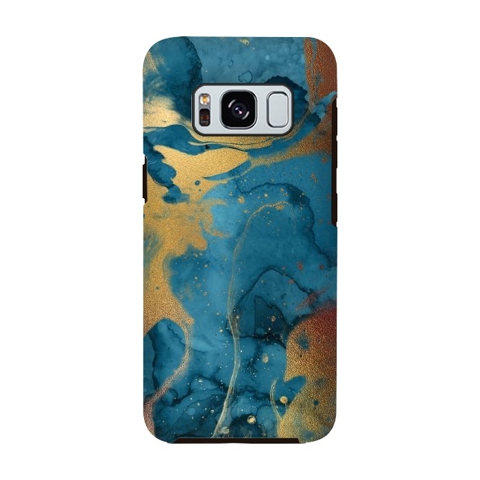 Galaxy S8 StrongFit Gold and Indigo Ink Marble by  Utart