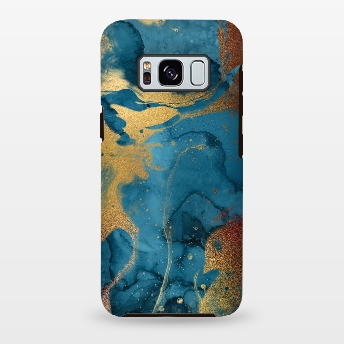 Galaxy S8 plus StrongFit Gold and Indigo Ink Marble by  Utart