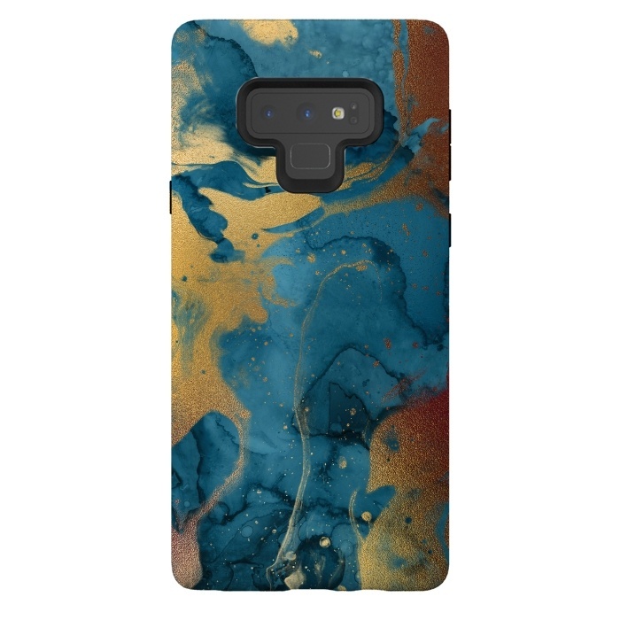 Galaxy Note 9 StrongFit Gold and Indigo Ink Marble by  Utart