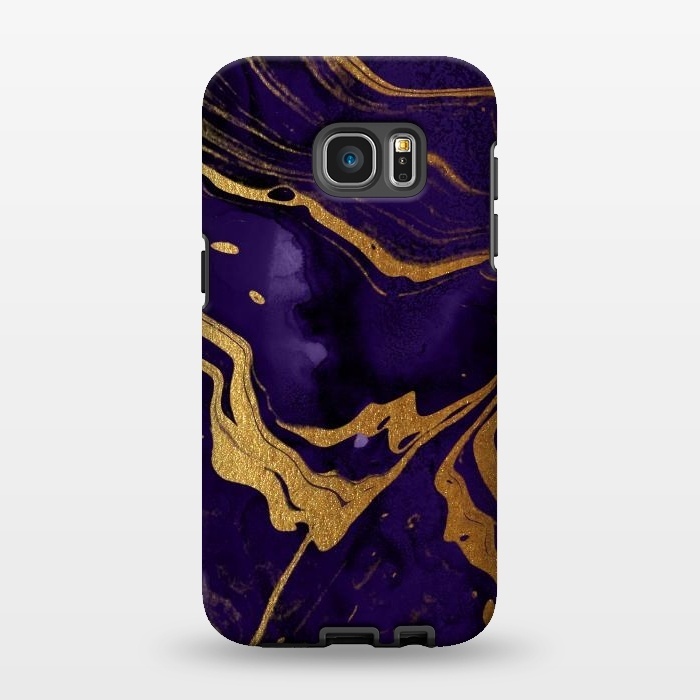 Galaxy S7 EDGE StrongFit Purple and Gold Marble Ink by  Utart