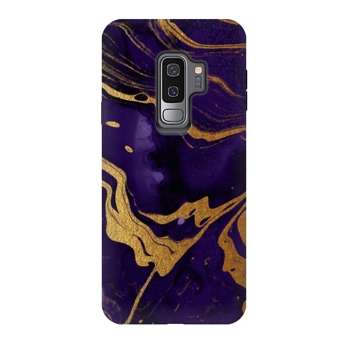 Galaxy S9 plus StrongFit Purple and Gold Marble Ink by  Utart