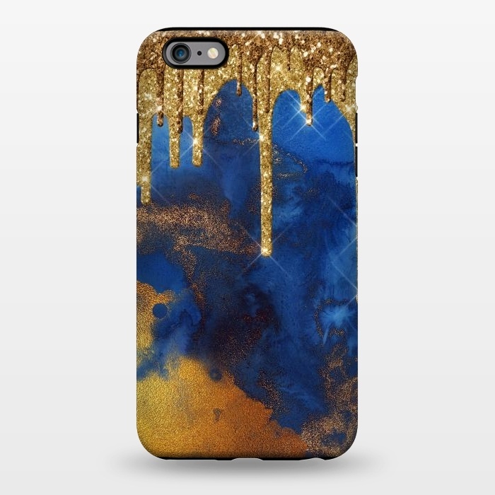 iPhone 6/6s plus StrongFit Raining Gold Glitter and Foil on Indigo Marble Ink by  Utart