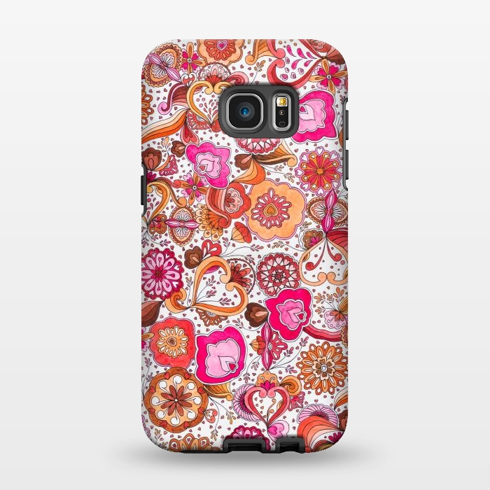 Galaxy S7 EDGE StrongFit Sowing the Seeds of Love - Pink and Coral by Paula Ohreen