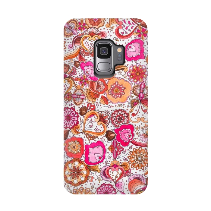 Galaxy S9 StrongFit Sowing the Seeds of Love - Pink and Coral by Paula Ohreen