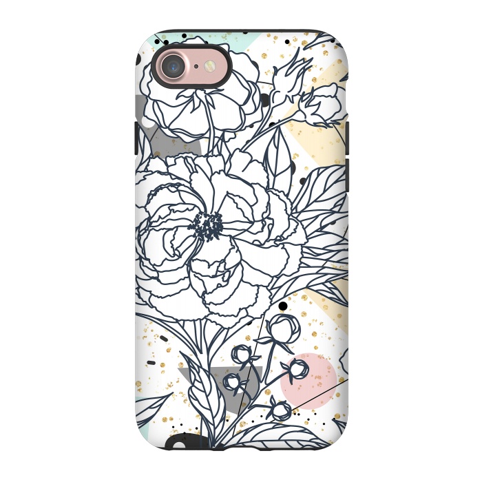 iPhone 7 StrongFit Modern geometric shapes and floral strokes design by InovArts