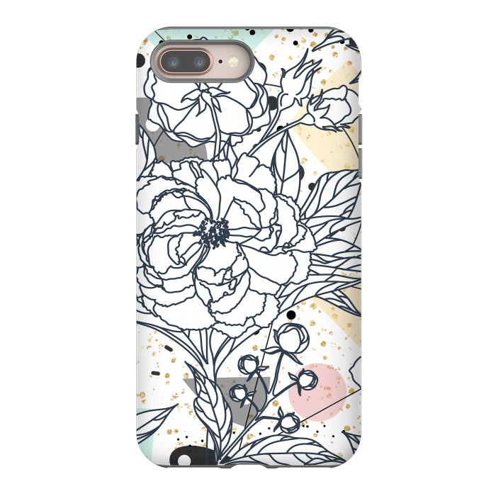 iPhone 7 plus StrongFit Modern geometric shapes and floral strokes design by InovArts