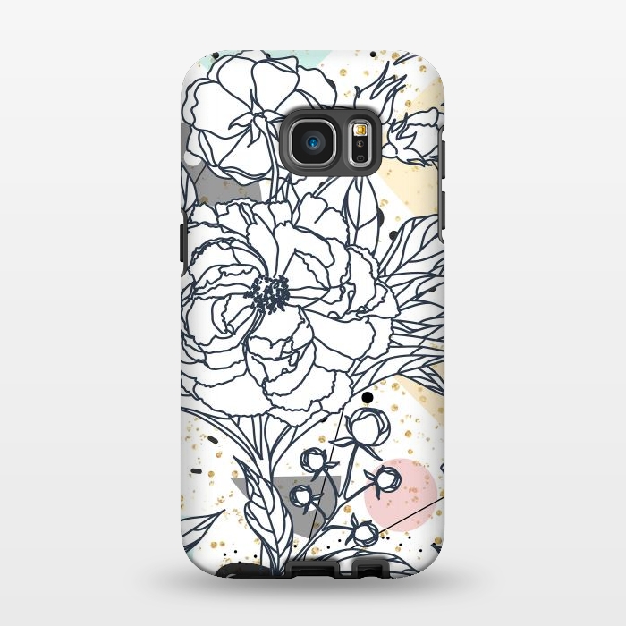 Galaxy S7 EDGE StrongFit Modern geometric shapes and floral strokes design by InovArts