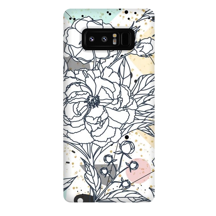 Galaxy Note 8 StrongFit Modern geometric shapes and floral strokes design by InovArts