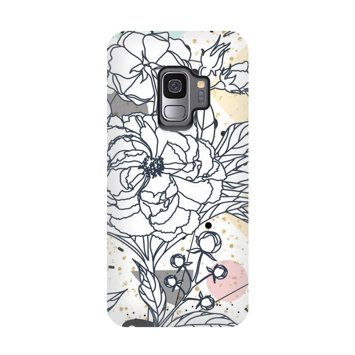 Galaxy S9 StrongFit Modern geometric shapes and floral strokes design by InovArts