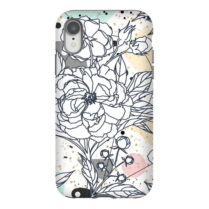 iPhone Xr StrongFit Modern geometric shapes and floral strokes design by InovArts