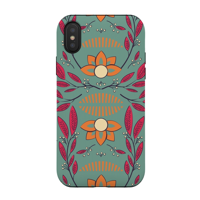 iPhone Xs / X StrongFit Flora Green 002 by Jelena Obradovic