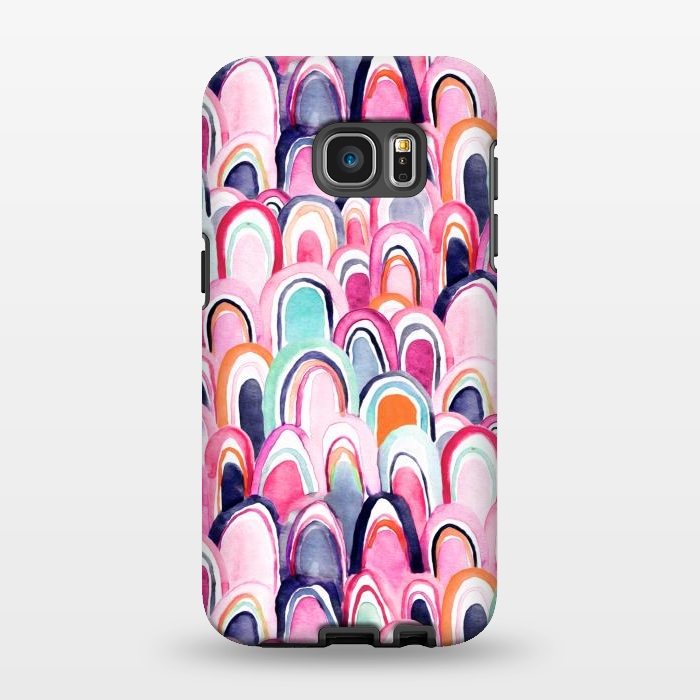 Galaxy S7 EDGE StrongFit Watercolor Mermaid Scales  by Tigatiga