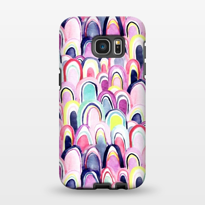Galaxy S7 EDGE StrongFit Pastel Watercolor Mermaid Scales  by Tigatiga