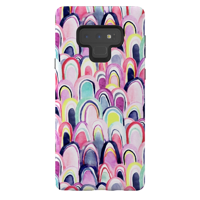 Galaxy Note 9 StrongFit Pastel Watercolor Mermaid Scales  by Tigatiga