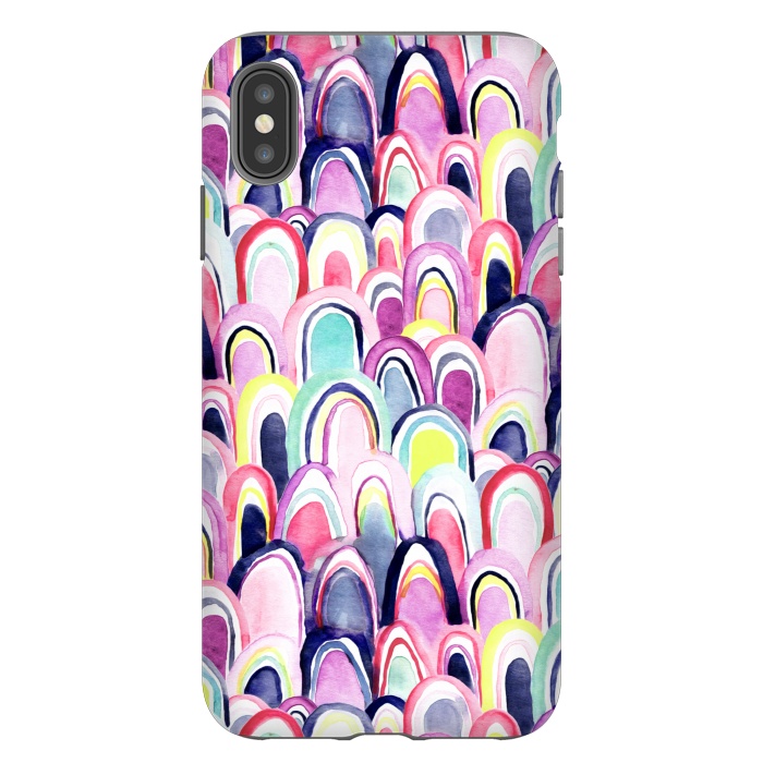 iPhone Xs Max StrongFit Pastel Watercolor Mermaid Scales  by Tigatiga