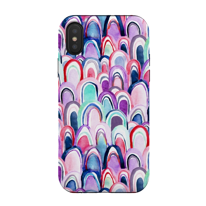 iPhone Xs / X StrongFit Cool Watercolor Mermaid Scales  by Tigatiga