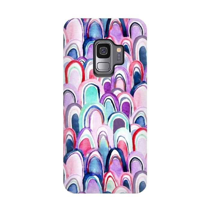 Galaxy S9 StrongFit Cool Watercolor Mermaid Scales  by Tigatiga