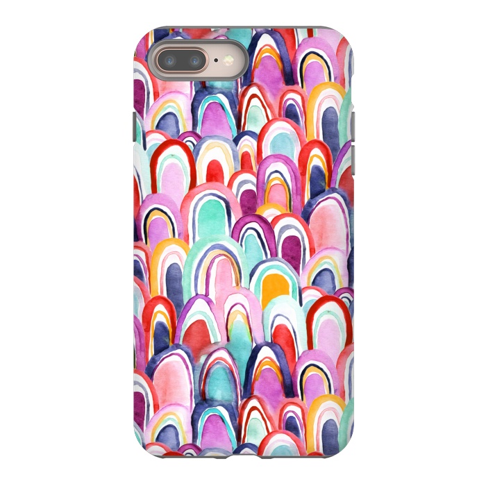 iPhone 7 plus StrongFit Colorful Watercolor Mermaid Scales  by Tigatiga