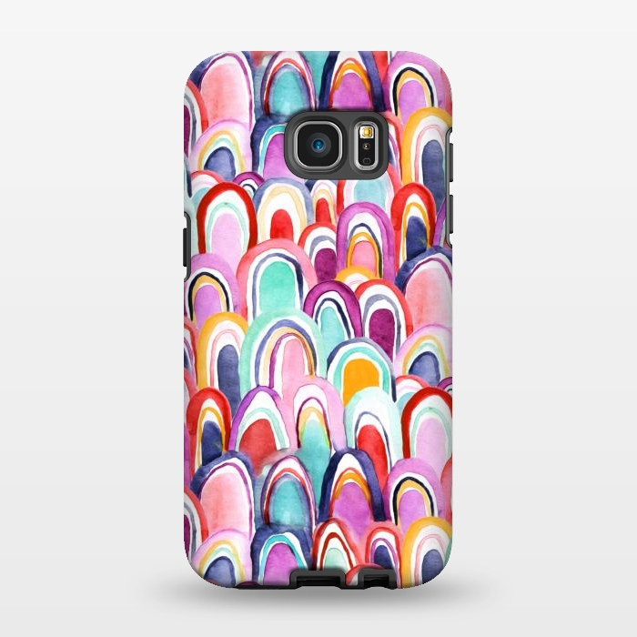 Galaxy S7 EDGE StrongFit Colorful Watercolor Mermaid Scales  by Tigatiga