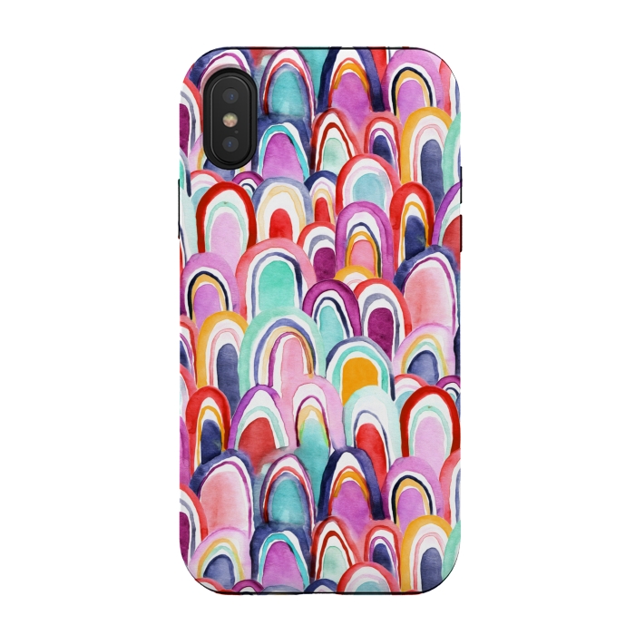 iPhone Xs / X StrongFit Colorful Watercolor Mermaid Scales  by Tigatiga