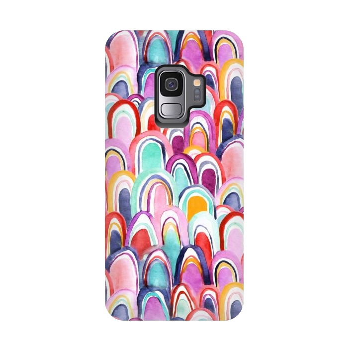 Galaxy S9 StrongFit Colorful Watercolor Mermaid Scales  by Tigatiga